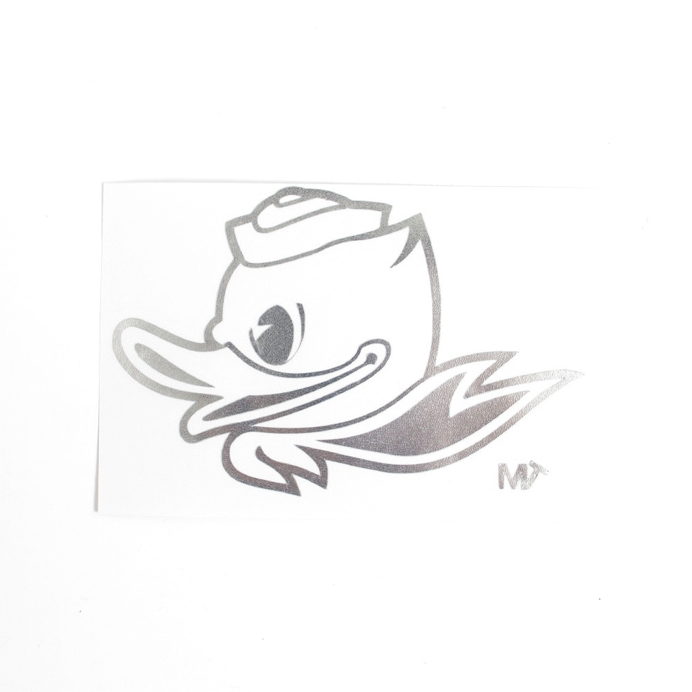 Fighting Duck, 1-Color, 4", Decal, Vinyl Transfer, Silver